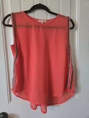 miami Coral Sleeveless Camisole with Beaded Side Trim
